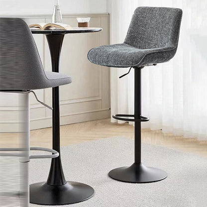 Modern Minimalist Rectangular Carbon Steel Cotton-Linen PP Bar Stool Backrest Armless For Dining Room & Kitchen
