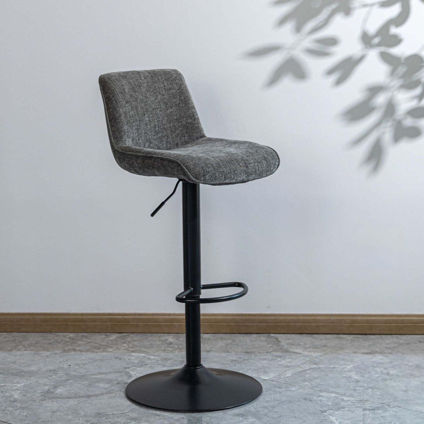 Modern Minimalist Rectangular Carbon Steel Cotton-Linen PP Bar Stool Backrest Armless For Dining Room & Kitchen
