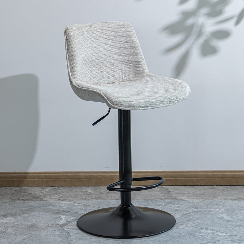 Modern Minimalist Rectangular Carbon Steel Cotton-Linen PP Bar Stool Backrest Armless For Dining Room & Kitchen