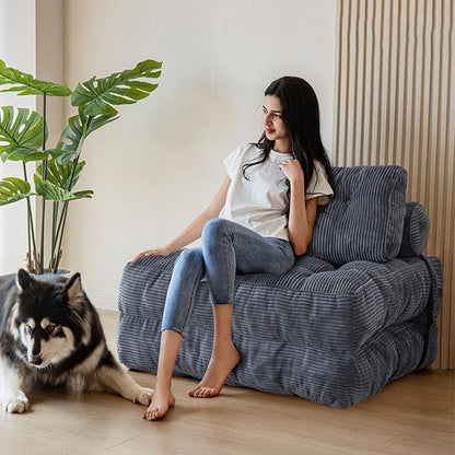 Modern Minimalist Corduroy Sponge Rectangular Folding Accent Chair Backrest For Living Room