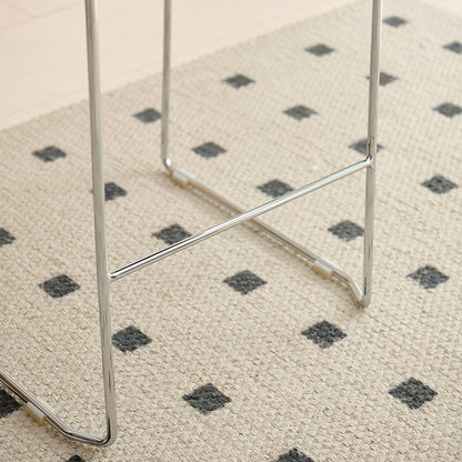 Modern Minimalist Cotton-Linen Steel Rectangular Bar Stool Backrest For Dining Room & Kitchen