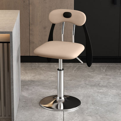Contemporary Creative PU Leather Carbon Steel Dog-Shaped Rectangular Bar Stool Backrest Armless For Dining Room & Kitchen