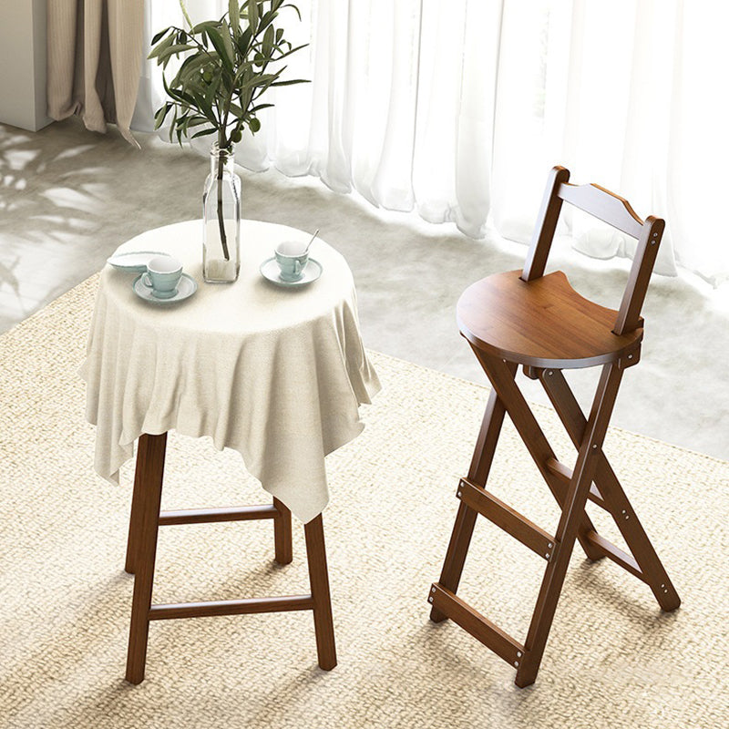 Traditional Rustic Solid Wood Rectangular Foldable Bar Stool For Dining Room & Kitchen
