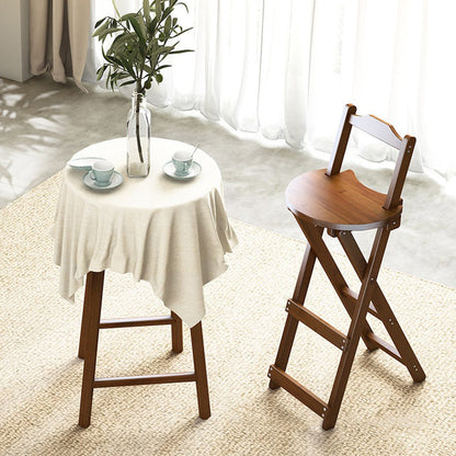 Traditional Rustic Solid Wood Rectangular Foldable Bar Stool For Dining Room & Kitchen