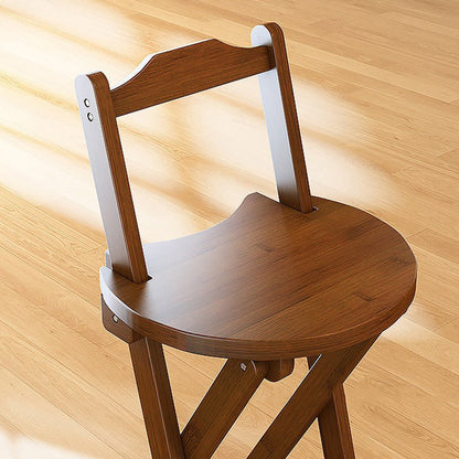 Traditional Rustic Solid Wood Rectangular Foldable Bar Stool For Dining Room & Kitchen