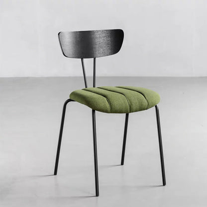Contemporary Nordic Artificial Leather Cotton-Linen Carbon Steel Rectangular Dining Chair Backrest Armless For Dining Room & Kitchen
