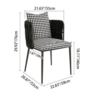 Modern Minimalist Rectangular Velvet Iron Vanity Stool Backrest Armrest For Bedroom