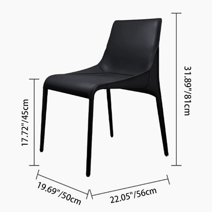Modern Minimalist Rectangular Faux Saddle Leather Carbon Steel Dining Chair Backrest Armless For Dining Room & Kitchen