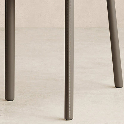 Modern Minimalist Rectangular Faux Saddle Leather Carbon Steel Dining Chair Backrest Armless For Dining Room & Kitchen