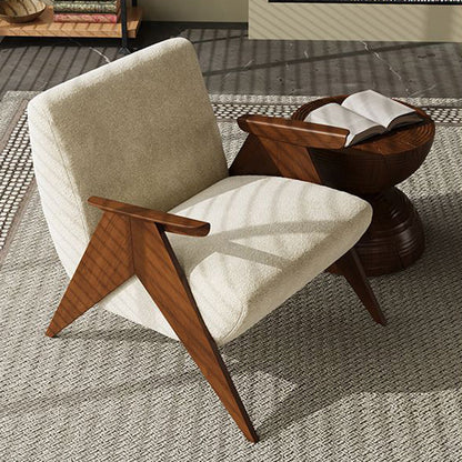 Traditional Vintage Rectangular Solid Wood Velvet Accent Chair Backrest Armrest For Living Room