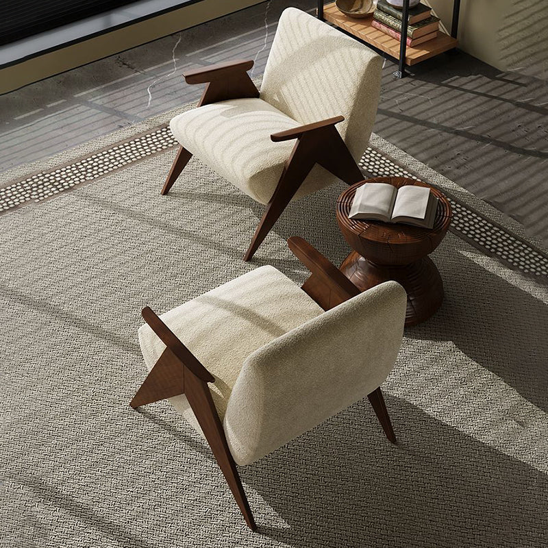 Traditional Vintage Rectangular Solid Wood Velvet Accent Chair Backrest Armrest For Living Room