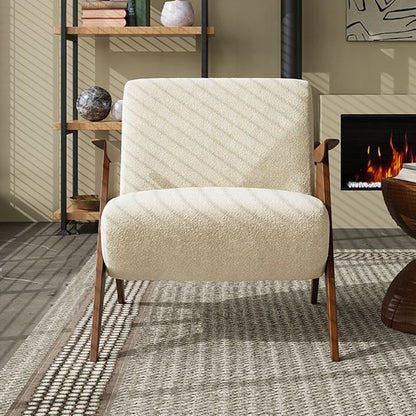 Traditional Vintage Rectangular Solid Wood Velvet Accent Chair Backrest Armrest For Living Room