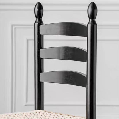 Traditional Japanese Rectangular Kraft Rope Rubberwood Dining Chair Backrest Armless For Dining Room & Kitchen