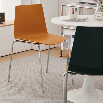 Modern Minimalist Rectangular PP Carbon Steel Dining Chair Backrest Armless For Dining Room & Kitchen