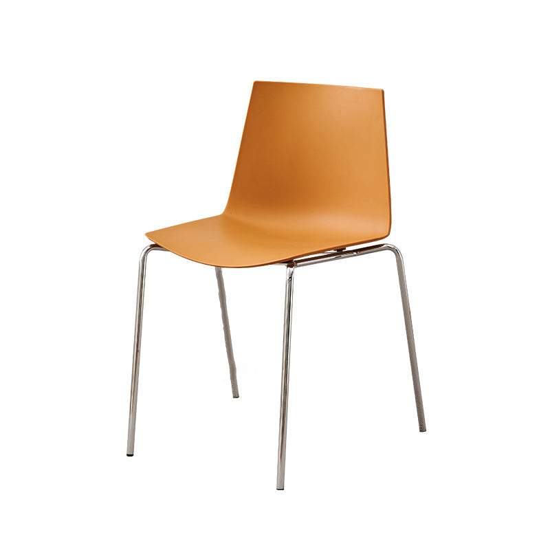 Modern Minimalist Rectangular PP Carbon Steel Dining Chair Backrest Armless For Dining Room & Kitchen