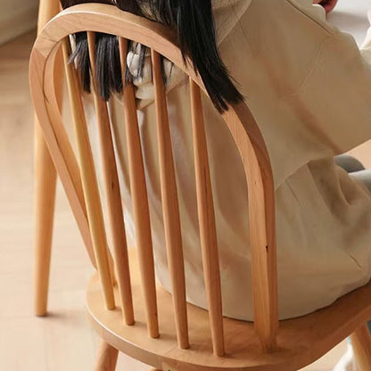 Contemporary Nordic Curved Solid Wood Dining Chair Backrest Armless For Dining Room & Kitchen