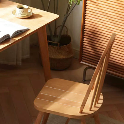 Contemporary Nordic Curved Solid Wood Dining Chair Backrest Armless For Dining Room & Kitchen