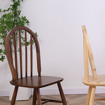 Contemporary Nordic Curved Solid Wood Dining Chair Backrest Armless For Dining Room & Kitchen