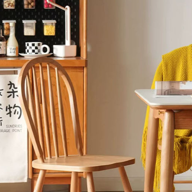 Contemporary Nordic Curved Solid Wood Dining Chair Backrest Armless For Dining Room & Kitchen
