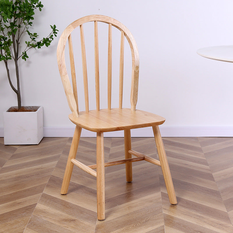 Contemporary Nordic Curved Solid Wood Dining Chair Backrest Armless For Dining Room & Kitchen