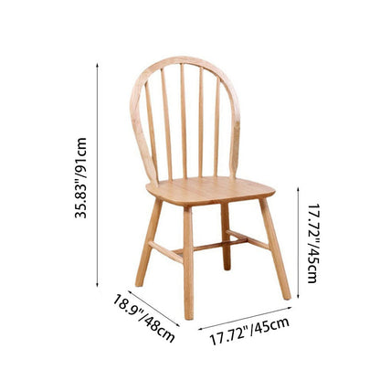 Contemporary Nordic Curved Solid Wood Dining Chair Backrest Armless For Dining Room & Kitchen