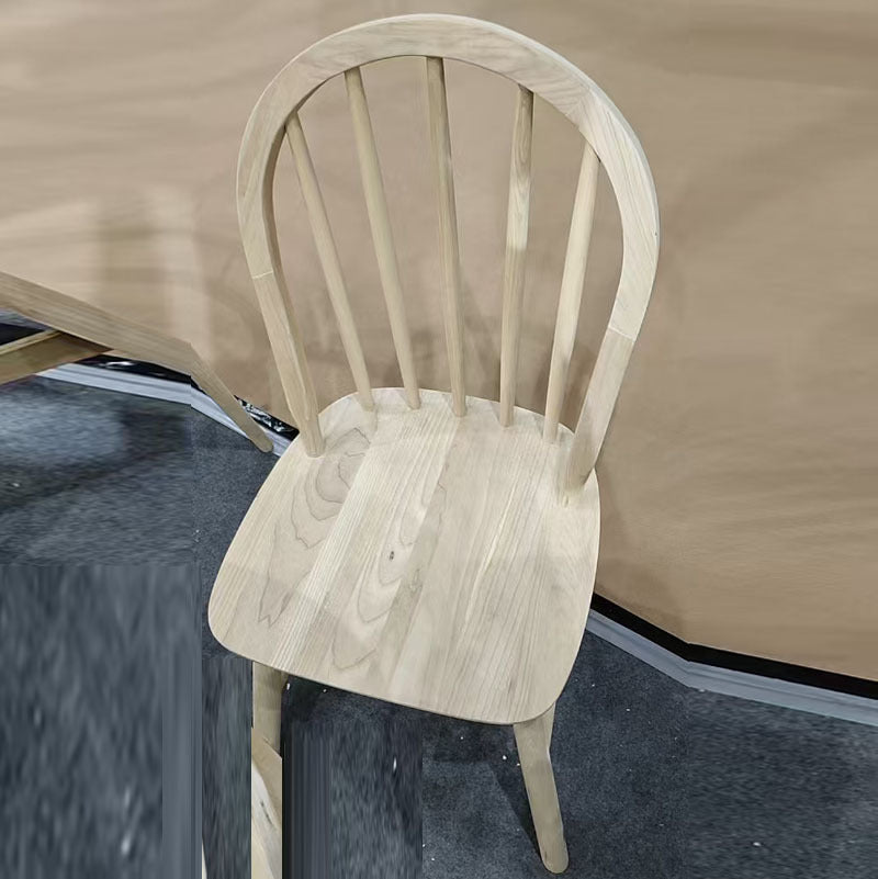 Contemporary Nordic Curved Solid Wood Dining Chair Backrest Armless For Dining Room & Kitchen