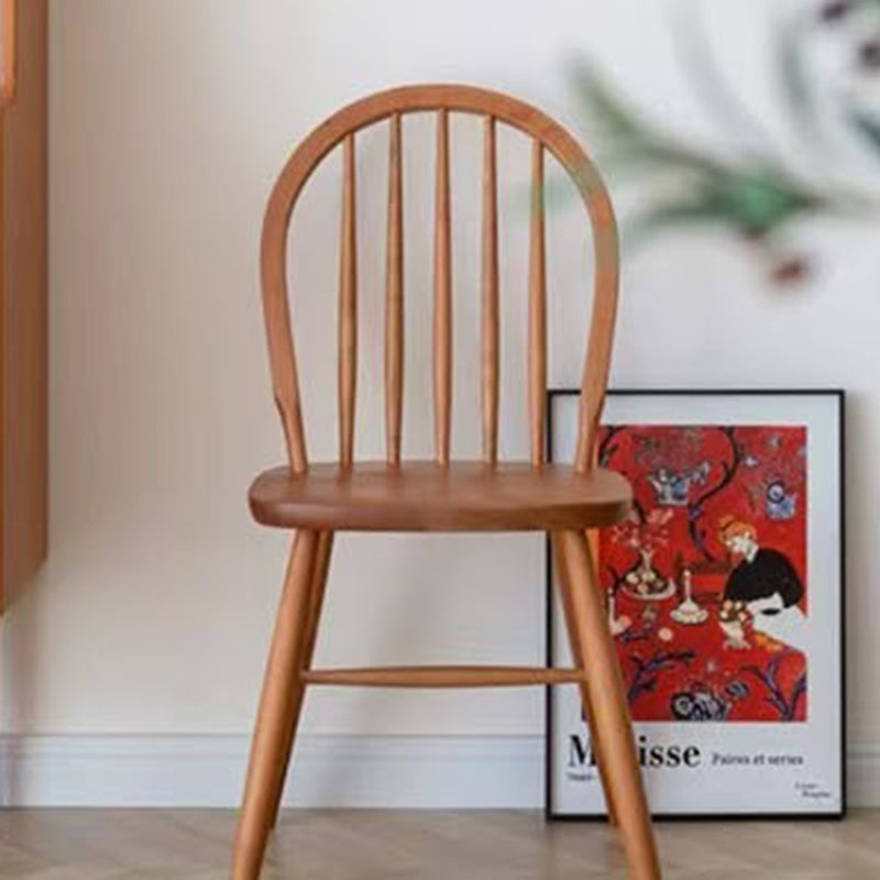 Contemporary Nordic Curved Solid Wood Dining Chair Backrest Armless For Dining Room & Kitchen