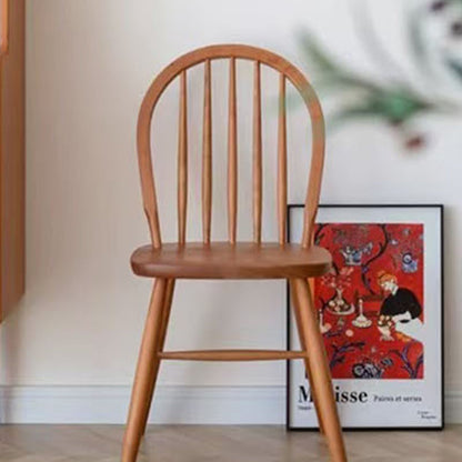 Contemporary Nordic Curved Solid Wood Dining Chair Backrest Armless For Dining Room & Kitchen