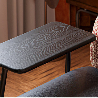 Modern Minimalist Rectangular Carbon Steel Solid Wood PU Leather Cotton-Linen Accent Chair Backrest Armrest For Living Room