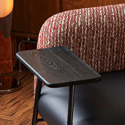Modern Minimalist Rectangular Carbon Steel Solid Wood PU Leather Cotton-Linen Accent Chair Backrest Armrest For Living Room