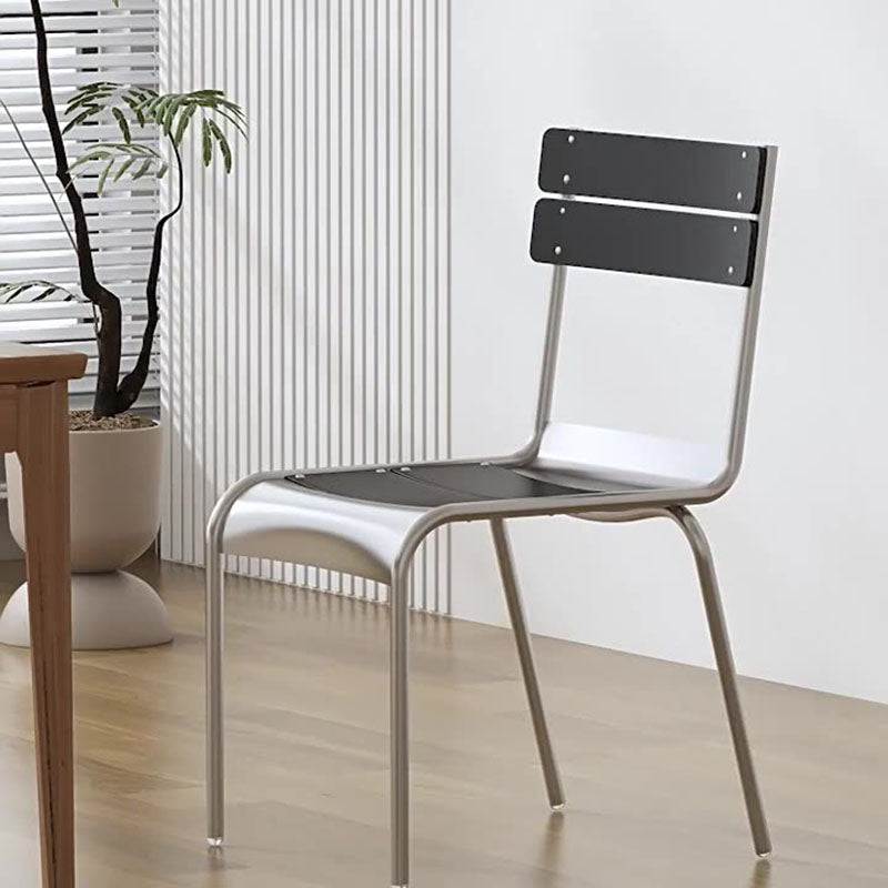 Contemporary Nordic Rectangular Pine Wood Iron Dining Chair Backrest Armless For Dining Room & Kitchen