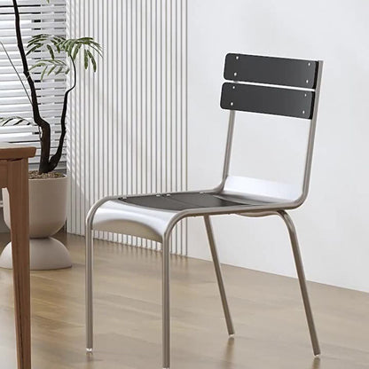 Contemporary Nordic Rectangular Pine Wood Iron Dining Chair Backrest Armless For Dining Room & Kitchen