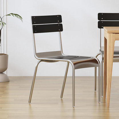 Contemporary Nordic Rectangular Pine Wood Iron Dining Chair Backrest Armless For Dining Room & Kitchen
