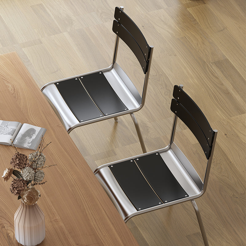 Contemporary Nordic Rectangular Pine Wood Iron Dining Chair Backrest Armless For Dining Room & Kitchen