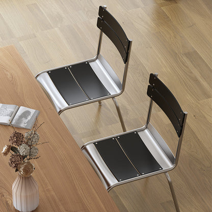 Contemporary Nordic Rectangular Pine Wood Iron Dining Chair Backrest Armless For Dining Room & Kitchen