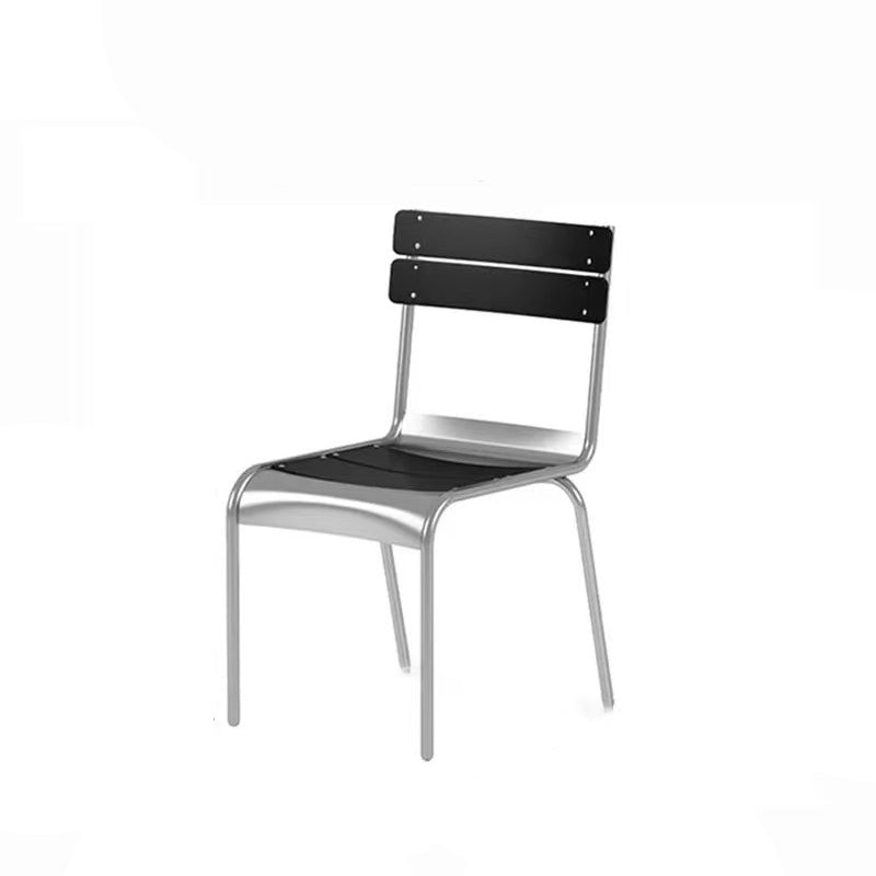 Contemporary Nordic Rectangular Pine Wood Iron Dining Chair Backrest Armless For Dining Room & Kitchen