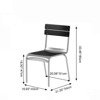 Contemporary Nordic Rectangular Pine Wood Iron Dining Chair Backrest Armless For Dining Room & Kitchen