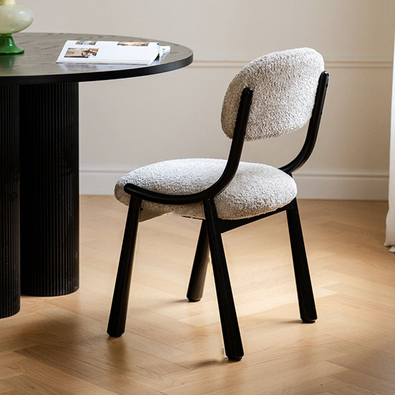 Contemporary Nordic Curved Snowflake Velvet Carbon Steel Dining Chair Backrest Armless For Dining Room & Kitchen