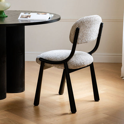 Contemporary Nordic Curved Snowflake Velvet Carbon Steel Dining Chair Backrest Armless For Dining Room & Kitchen