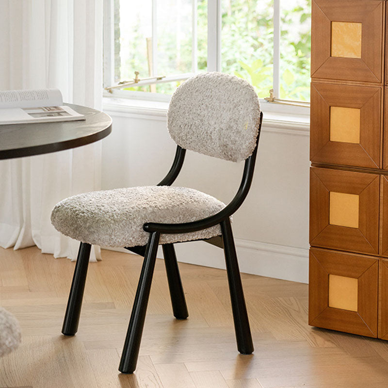 Contemporary Nordic Curved Snowflake Velvet Carbon Steel Dining Chair Backrest Armless For Dining Room & Kitchen