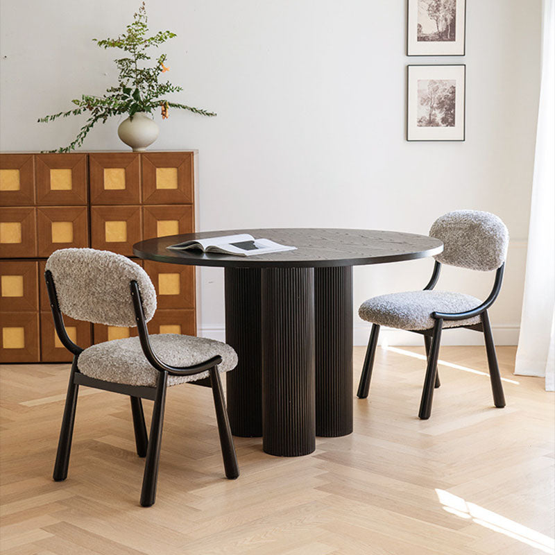 Contemporary Nordic Curved Snowflake Velvet Carbon Steel Dining Chair Backrest Armless For Dining Room & Kitchen