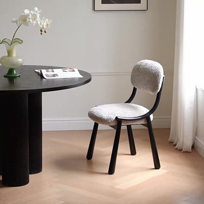 Contemporary Nordic Curved Snowflake Velvet Carbon Steel Dining Chair Backrest Armless For Dining Room & Kitchen