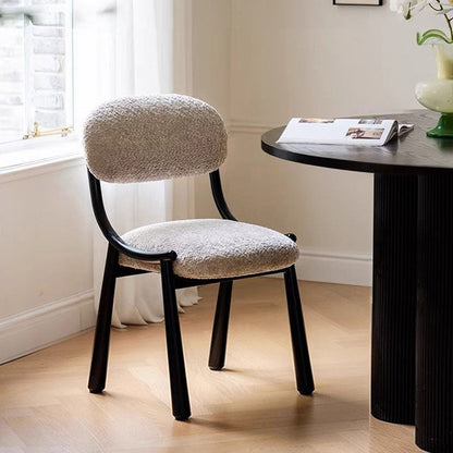 Contemporary Nordic Curved Snowflake Velvet Carbon Steel Dining Chair Backrest Armless For Dining Room & Kitchen
