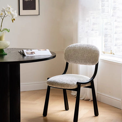 Contemporary Nordic Curved Snowflake Velvet Carbon Steel Dining Chair Backrest Armless For Dining Room & Kitchen