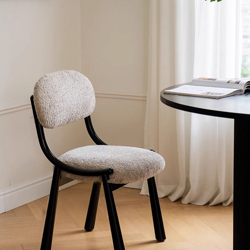 Contemporary Nordic Curved Snowflake Velvet Carbon Steel Dining Chair Backrest Armless For Dining Room & Kitchen