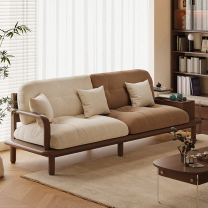 Contemporary Nordic Rectangular Velvet Solid Wood Sofa Backrest Armrest For Living Room