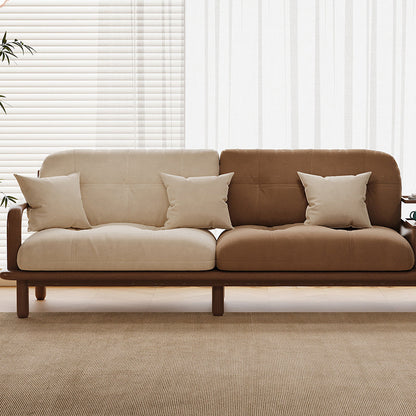 Contemporary Nordic Rectangular Velvet Solid Wood Sofa Backrest Armrest For Living Room