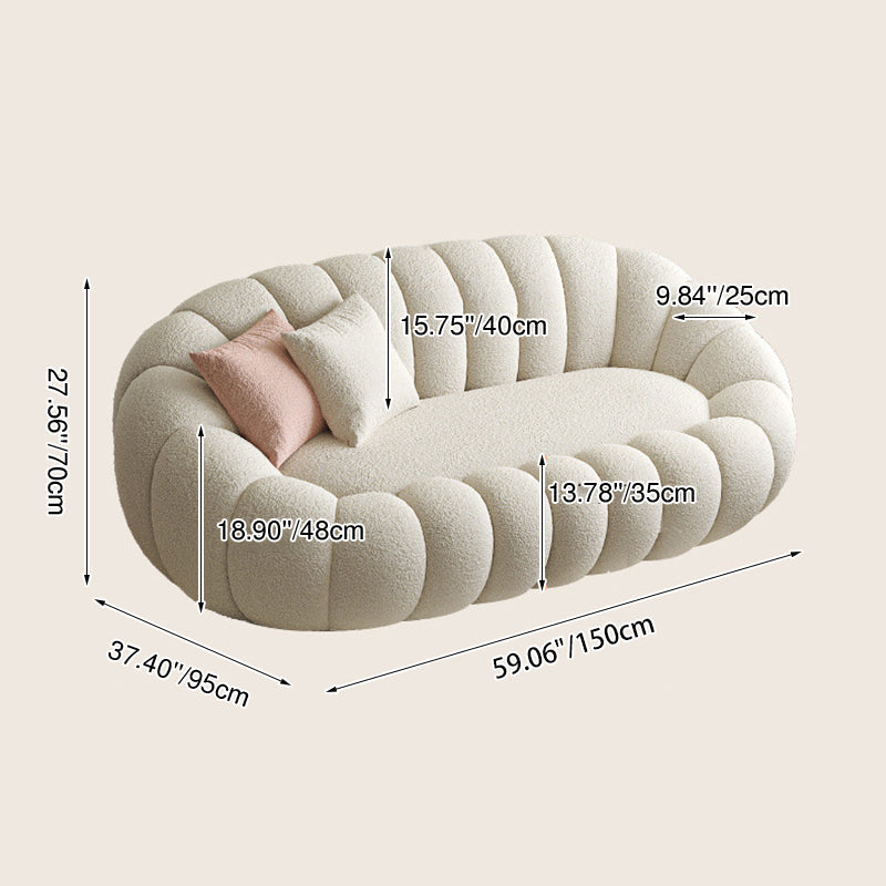 Modern Minimalist Curved Sherpa Fabric Tech Velvet Solid Wood Sofa Backrest Armrest For Living Room