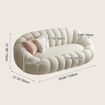Modern Minimalist Curved Sherpa Fabric Tech Velvet Solid Wood Sofa Backrest Armrest For Living Room