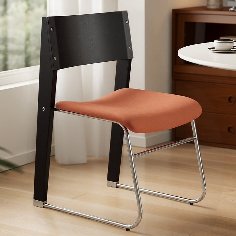 Modern Art Deco Rectangular Iron Solid Wood Boucle Fabric Velvet Dining Chair Backrest Armless For Dining Room & Kitchen